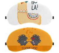 2 PCS Sleep Mask for Side Sleeper Men Women, Funny Cartoon Hedgehog I Love You Couple Light Blocking Eye Mask Cover Eyeshade with Adjustable Strap, Night Blindfold