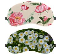 2 PCS Sleep Mask for Side Sleeper Men Women, Light Blocking Eye Mask Cover Eyeshade with Adjustable Strap, Daisies Flowers White Little Night Blindfold