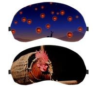 2 PCS Sleep Mask for Side Sleeper Men Women, Light Blocking Eye Mask Cover Eyeshade with Adjustable Strap, Rooster Hahn Funny Animal Night Blindfold