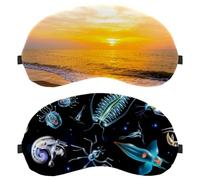 2 PCS Sleep Mask for Side Sleeper Men Women, Light Blocking Eye Mask Cover Eyeshade with Adjustable Strap, Glowing Lights Luminescent Marine Plankton Night Blindfold