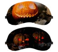 2 PCS Sleep Mask for Side Sleeper Men Women, Light Blocking Eye Mask Cover Eyeshade with Adjustable Strap, Halloween Scary Pumpkin Night Blindfold