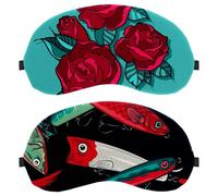 2 PCS Sleep Mask for Side Sleeper Men Women, Light Blocking Eye Mask Cover Eyeshade with Adjustable Strap, Red Green Koi Fish Night Blindfold