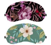 2 PCS Sleep Mask for Side Sleeper Men Women, Natural Colorful Painted Flowers Light Blocking Eye Mask Cover Eyeshade with Adjustable Strap, Night Blindfold