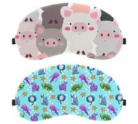 2 PCS Sleep Mask for Side Sleeper Men Women, Sea Turtle Jellyfish Starfish Ocean Blue Light Blocking Eye Mask Cover Eyeshade with Adjustable Strap, Night Blindfold
