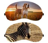 2 PCS Sleep Mask for Side Sleeper Men Women, Zebra Africa Animal Wildlife Light Blocking Eye Mask Cover Eyeshade with Adjustable Strap, Night Blindfold