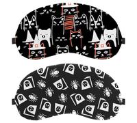 2 PCS Sleep Mask Halloween Black and White Angel of Death, Eye Mask for Men Women, No Pressure Night Eye Cover, Breathable Sleeping Eye Mask, Light Blocking