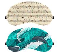 2 PCS Sleep Mask, Light Blocking Sleeping Eye Mask for Women Men, Dolphins Blue Sea Waves Pattern Night Blindfold, Breathable Eye Mask Cover