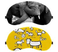 2 PCS Sleep Mask, Light Blocking Sleeping Eye Mask for Women Men, Night Blindfold, Zoo Yellow Animal Breathable Eye Mask Cover