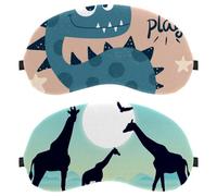 2 PCS Sleep Mask, Night Secene Wildlife Completely Block Out Light Eye Mask for Side Sleeper, Zero Eye Pressure Night Blindfold, Adjustable Eye Shade Cover