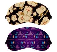 2 PCS Sleep Mask, Purple Magic Pattern Completely Block Out Light Eye Mask for Side Sleeper, Zero Eye Pressure Night Blindfold, Adjustable Eye Shade Cover