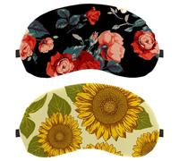 2 PCS Sleep Mask, Sunflower Yellow Flower Helianthus Pattern Light Blocking Sleeping Eye Mask for Women Men, Night Blindfold, Breathable Eye Mask Cover