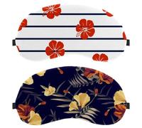 2 PCS Sleep Mask, Tropical Black Floral Flower Completely Block Out Light Eye Mask for Side Sleeper, Zero Eye Pressure Night Blindfold, Adjustable Eye Shade Cover