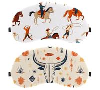 2 PCS Sleep Mask, Vintage Wild West Cow Pattern Light Blocking Sleeping Eye Mask for Women Men, Night Blindfold, Breathable Eye Mask Cover