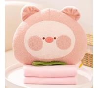 2 Pcs Sleeping Cuddle Plushies with Blanket, Soft Kawaii Pillow Plush Toy, Cute Animal Stuffed Hugging Pillow Toy for Sofa, Bedroom, Office, Room Decor & Plushie Gifts for Kids Girls Adults (Style 2)