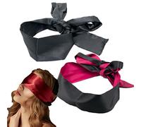 2 Pcs Sleeping Eye Cover- Satin Eye Cover Tie 59 Inch/150 cm Women Men Sleeping Mask Silk Blindfold Band for Travel, Sleeping Games (Black Red and Black)