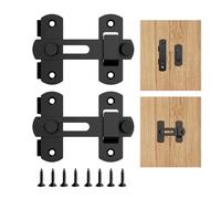 2 PCS Sliding Barn Door Lock, Outdoor Garden Wooden Door Lock Stainless Steel Door Bolt Latch Buckle Flip Slide Latch Hardware 180 Degree Safety Door Bolt Latch for Wooden Gates Fence Door Cabinet