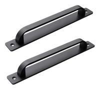 2 Pcs Sliding Door Handles, Wardrobe Pull Push Handles, Aluminum Alloy Sliding Door Handles for Bathroom Kitchen Cupboard Cabinet Garage Shed Barn with Metal Plates (Black Hole distance 192mm)