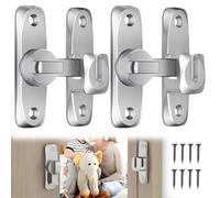 2 Pcs Sliding Door Latch, Aluminum Alloy Snap Latch and Interior Door Lock for Bathroom, Bedroom, Window (Sliver)