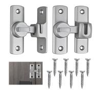 2 Pcs Sliding Door Lock with Screws,Aluminum Alloy 90/180 Degree Flip Sliding Door Latch Lock for Barn Door Bathroom Bedroom Window Garden (Silver)