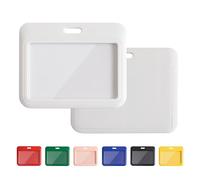 2 Pcs Sliding Horizontal ID Badge Holder with Clear Window White ID Card Holder Protector Pouch for Office School ID Credit Cards Proximity Key Cards Driver’s Licenses and Passes