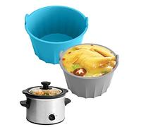 2 Pcs Slow Cooker Liner Reusable Slow Cooker Liners 3 L Oval（5-6 qt), Heat Resistant Silicone, BPA Free, Dishwasher Safe, Slow Cooker Accessories for Home Kitchen(Blue+Grey)