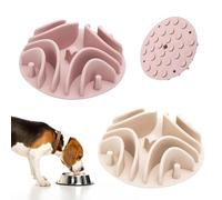 2 Pcs Slow Feeder Pet Bowls Insert，Soft Silicone Anti-Choking Slow Feeder Dog Bowl Insert with Strong Suction Cups, Slow Feeder for Most Dogs Bowl or Dogs Dish (White+Pink)