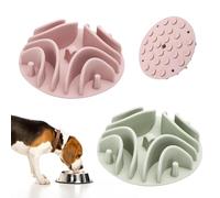 2 Pcs Slow Feeder Insert for Dog Bowl, Anti-Choking Silicone with Strong Suction Cups, Fits Most Dog Bowls, Ideal for Medium, Large Breeds (Green+Pink)