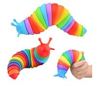 2 Pcs Slug Fidget Toy,3D Articulated Slug Sensory Stress Relief,Rainbow Slugs,Toys Fingertip,for Children Adults Gift,Stim Toy Decompression Autism ADHD Fidgeting