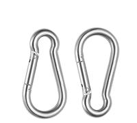 2 PCS Small Carabiner Clip Spring Snap Hooks 304 Stainless Steel Metal Clip M6 Locking Carribenares for Hammock Swing Set Hiking Camping Fishing (Not for Climbing)