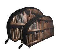 2 PCS Small Cosmetic Bag for Purse, Book Room Mysterious Library, Portable Shell Mother-Daughter Organizer Bag for Travel & Daily Use, Clutch Wallet, Large Capacity Compact Makeup Bag for Women