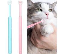 2 Pcs Small Dog & Cat Toothbrush, 360 Degree Soft Silicone Pet Toothbrush Cat Clear Dog Oral Hygiene Deep Clean Pet Teeth Cleaning Kit for Small to Large Dogs Cats (Pink+Blue, 15.1)