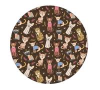 2 PCS Small Gaming Mouse Pad - Artsy Cute Painted Cats Round Rubber Base Desk Mat, Desk Pad with Stitched Edges, Mousepad for Laptop, PC Keyboard Mouse Mat for Work Game Office 7.9 in