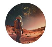 2 PCS Small Gaming Mouse Pad - Astronaut On Mars A Round Rubber Base Desk Mat, Desk Pad with Stitched Edges, Mousepad for Laptop, PC Keyboard Mouse Mat for Work Game Office 7.9 in