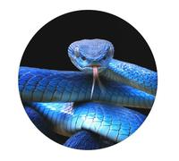 2 PCS Small Gaming Mouse Pad - Blue Viper Snake k Round Rubber Base Desk Mat, Desk Pad with Stitched Edges, Mousepad for Laptop, PC Keyboard Mouse Mat for Work Game Office 7.9 in