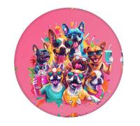 2 PCS Small Gaming Mouse Pad - Cool French Bulldog No.101 Round Rubber Base Desk Mat, Desk Pad with Stitched Edges, Mousepad for Laptop, PC Keyboard Mouse Mat for Work Game Office 7.9 in