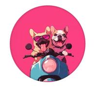 2 PCS Small Gaming Mouse Pad - Cool French Bulldog No.106 Round Rubber Base Desk Mat, Desk Pad with Stitched Edges, Mousepad for Laptop, PC Keyboard Mouse Mat for Work Game Office 7.9 in