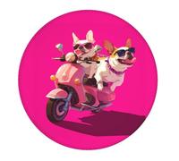 2 PCS Small Gaming Mouse Pad - Cool French Bulldog No.143 Round Rubber Base Desk Mat, Desk Pad with Stitched Edges, Mousepad for Laptop, PC Keyboard Mouse Mat for Work Game Office 7.9 in