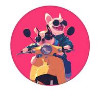 2 PCS Small Gaming Mouse Pad - Cool French Bulldog No.145 Round Rubber Base Desk Mat, Desk Pad with Stitched Edges, Mousepad for Laptop, PC Keyboard Mouse Mat for Work Game Office 7.9 in