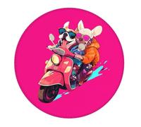 2 PCS Small Gaming Mouse Pad - Cool French Bulldog No.147 Round Rubber Base Desk Mat, Desk Pad with Stitched Edges, Mousepad for Laptop, PC Keyboard Mouse Mat for Work Game Office 7.9 in