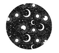 2 PCS Small Gaming Mouse Pad - Crescent and Stars Round Rubber Base Desk Mat, Desk Pad with Stitched Edges, Mousepad for Laptop, PC Keyboard Mouse Mat for Work Game Office 7.9 in