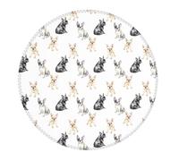 2 PCS Small Gaming Mouse Pad - Cute French Bulldog Multicolor Round Rubber Base Desk Mat, Desk Pad with Stitched Edges, Mousepad for Laptop, PC Keyboard Mouse Mat for Work Game Office 7.9 in