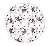 2 PCS Small Gaming Mouse Pad - Cute French Bulldog with Bow Round Rubber Base Desk Mat, Desk Pad with Stitched Edges, Mousepad for Laptop, PC Keyboard Mouse Mat for Work Game Office 7.9 in