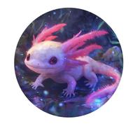 2 PCS Small Gaming Mouse Pad - Cute Pink Fantasy Axolotl A Round Rubber Base Desk Mat, Desk Pad with Stitched Edges, Mousepad for Laptop, PC Keyboard Mouse Mat for Work Game Office 7.9 in
