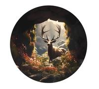 2 PCS Small Gaming Mouse Pad - Enchanted Deer in Cave Round Rubber Base Desk Mat, Desk Pad with Stitched Edges, Mousepad for Laptop, PC Keyboard Mouse Mat for Work Game Office 7.9 in