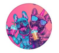 2 PCS Small Gaming Mouse Pad - French Bulldog Cool No.102 Round Rubber Base Desk Mat, Desk Pad with Stitched Edges, Mousepad for Laptop, PC Keyboard Mouse Mat for Work Game Office 7.9 in