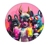 2 PCS Small Gaming Mouse Pad - French Bulldog Cool No.103 Round Rubber Base Desk Mat, Desk Pad with Stitched Edges, Mousepad for Laptop, PC Keyboard Mouse Mat for Work Game Office 7.9 in
