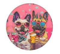 2 PCS Small Gaming Mouse Pad - French Bulldog Cool No.107 Round Rubber Base Desk Mat, Desk Pad with Stitched Edges, Mousepad for Laptop, PC Keyboard Mouse Mat for Work Game Office 7.9 in