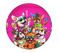 2 PCS Small Gaming Mouse Pad - French Bulldog Cool No.112 Round Rubber Base Desk Mat, Desk Pad with Stitched Edges, Mousepad for Laptop, PC Keyboard Mouse Mat for Work Game Office 7.9 in