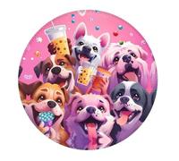 2 PCS Small Gaming Mouse Pad - French Bulldog Cool No.137 Round Rubber Base Desk Mat, Desk Pad with Stitched Edges, Mousepad for Laptop, PC Keyboard Mouse Mat for Work Game Office 7.9 in