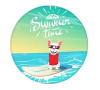 2 PCS Small Gaming Mouse Pad - French Bulldog Surfing Round Rubber Base Desk Mat, Desk Pad with Stitched Edges, Mousepad for Laptop, PC Keyboard Mouse Mat for Work Game Office 7.9 in